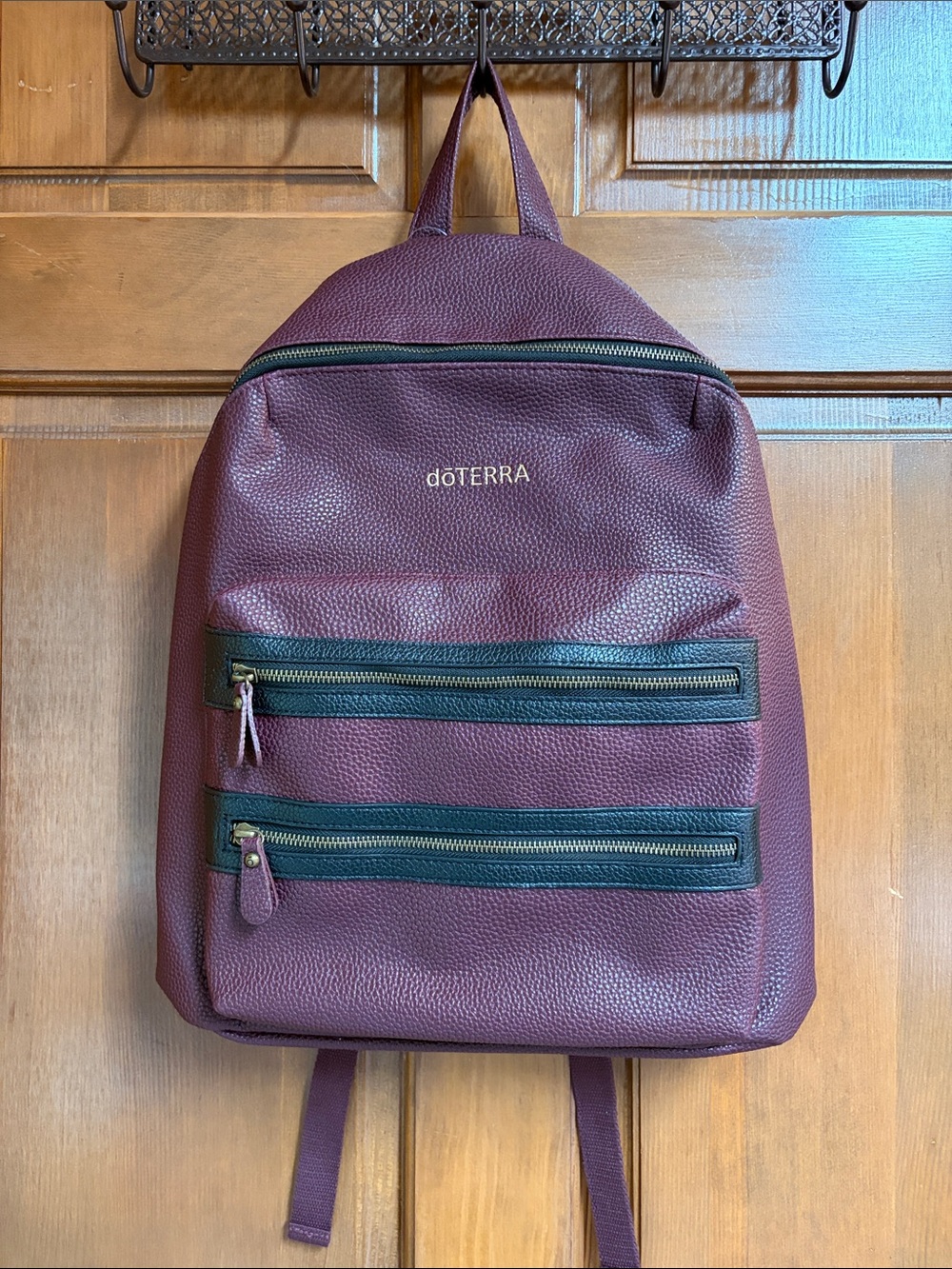 doTERRA Burgundy Textured Faux Leather Backpack
